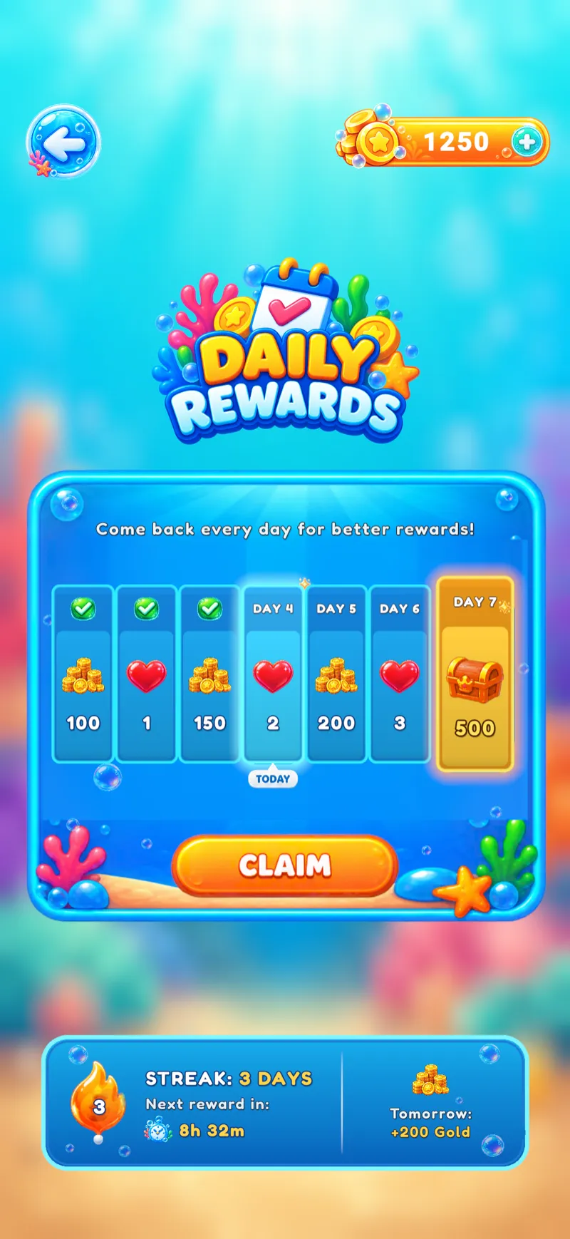 Seven-day daily rewards