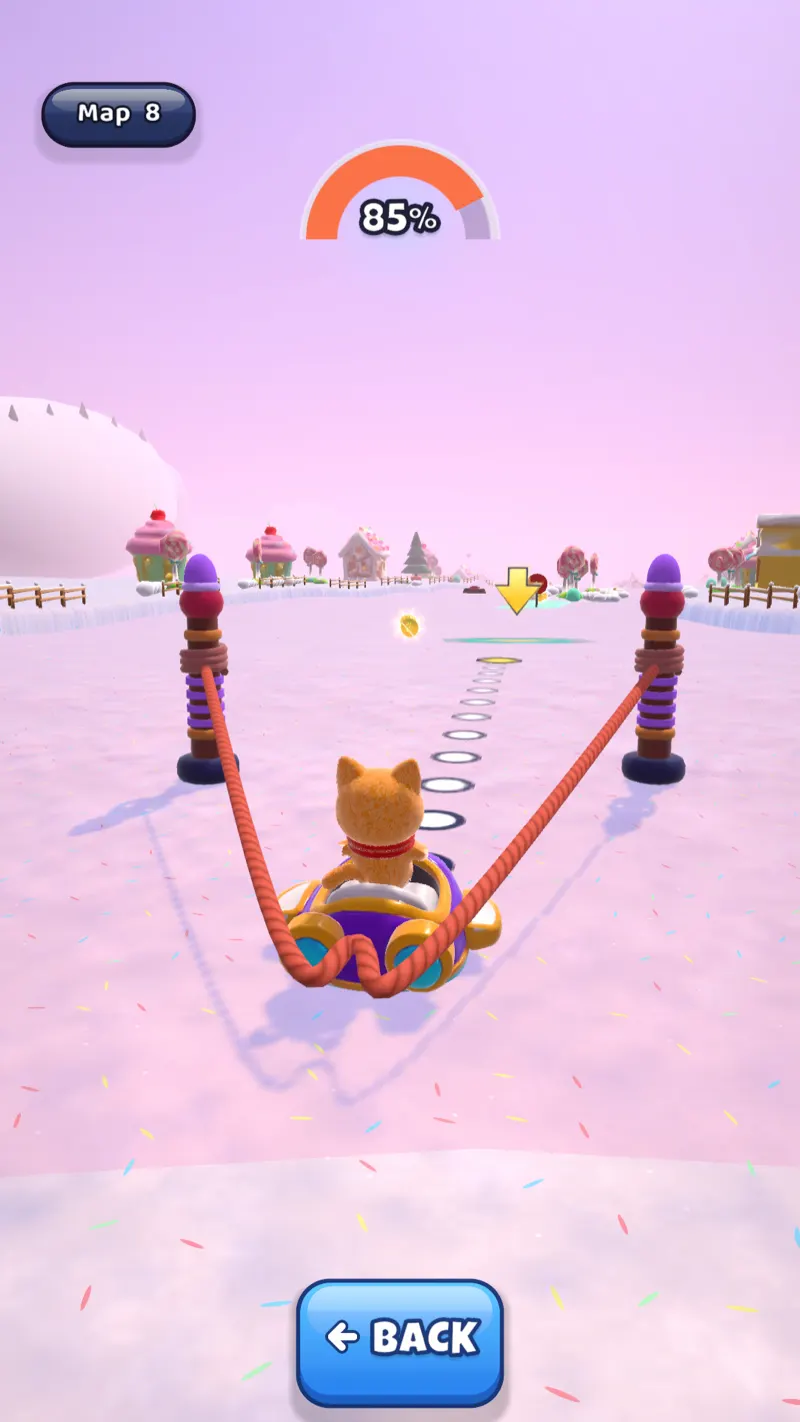 Pulling back the slingshot and aiming at the target on the snow