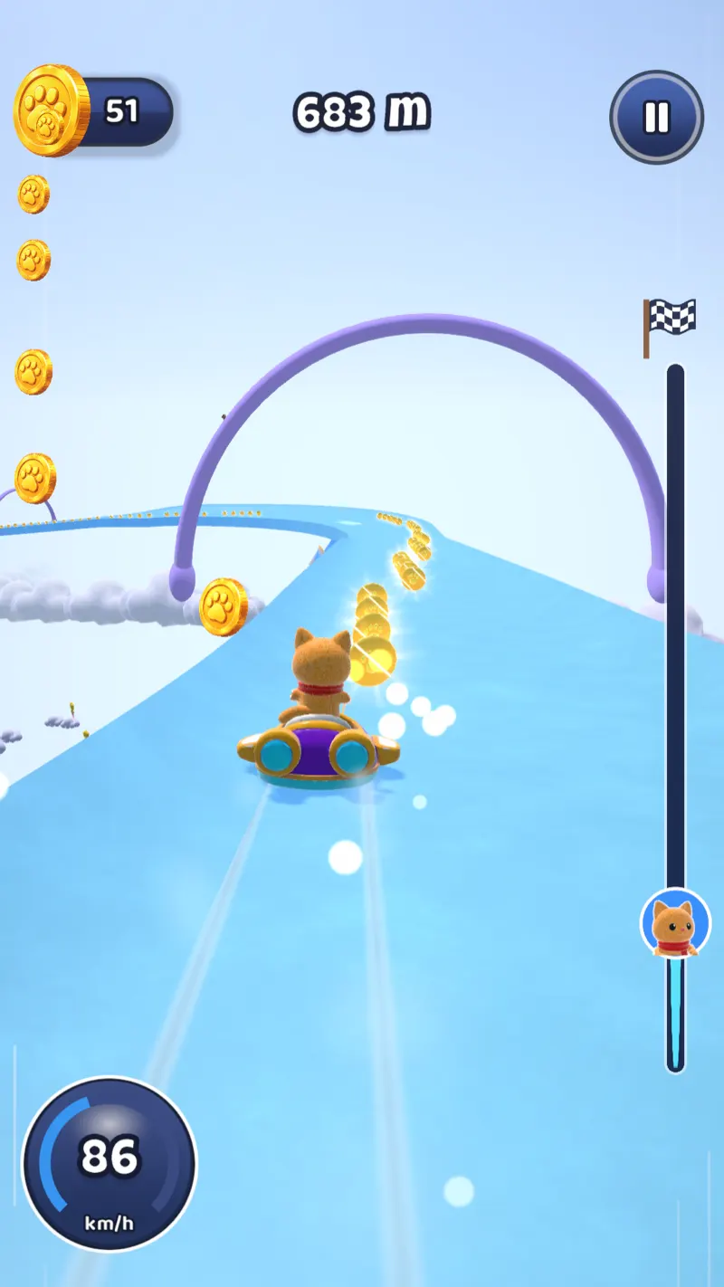 A bonus run on a coin-filled slide above the clouds